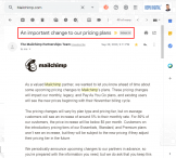 Mailchimp thông báo thay đổi chính sách giá từ 1/10/2020